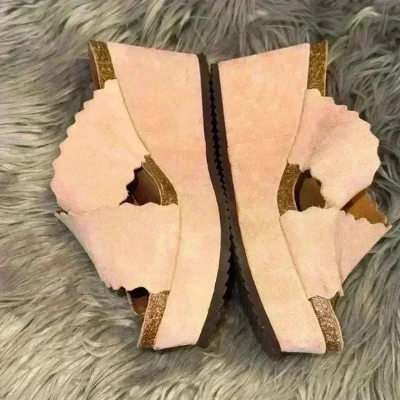 Chocolat Blu Bev Platform Wedge Sandal Light Nude Pink Size 9 Wide 9W - Picture 3 of 10